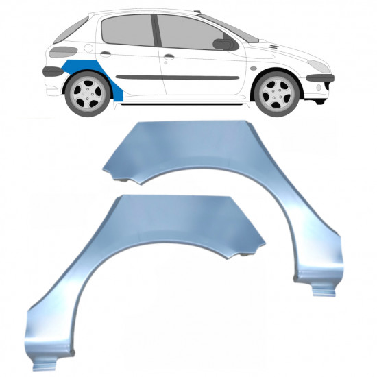 Hátsó sárvédő javító panel hoz Peugeot 206 1998- / Bal+Jobb / Készlet 9670