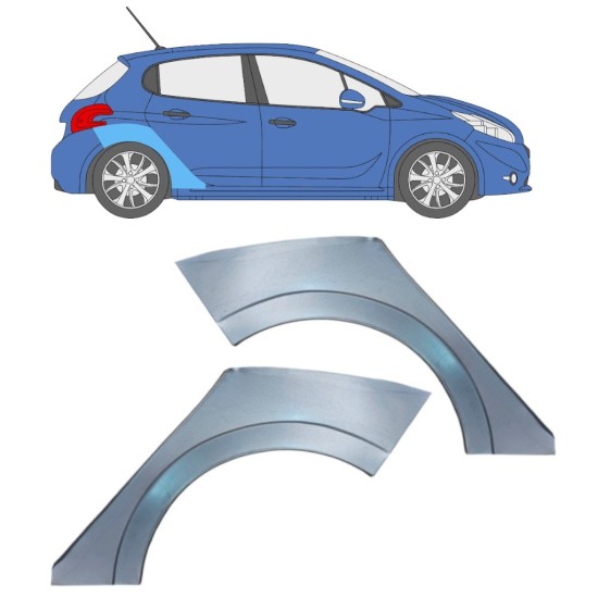 Hátsó sárvédő javító panel hoz Peugeot 208 2012-2019 / Bal+Jobb / Készlet 16318
