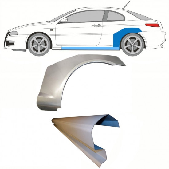 Küszöb és hátsó sárvédő javító panel hoz Alfa Romeo Gt 2003-2010 / Bal / Készlet 8702