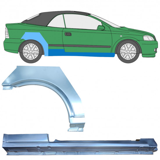 Küszöb és hátsó sárvédő javító panel hoz Opel Astra G 2001-2006 CABRIO / Jobb / Készlet 12592