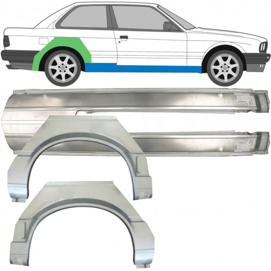 Küszöb és hátsó sárvédő javító panel hoz BMW 3 E30 1987-1994 / Bal+Jobb / Készlet 9518
