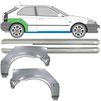 Küszöb és hátsó sárvédő javító panel hoz Honda Civic EJ EK 1995-2001 / Bal+Jobb / Készlet 10664