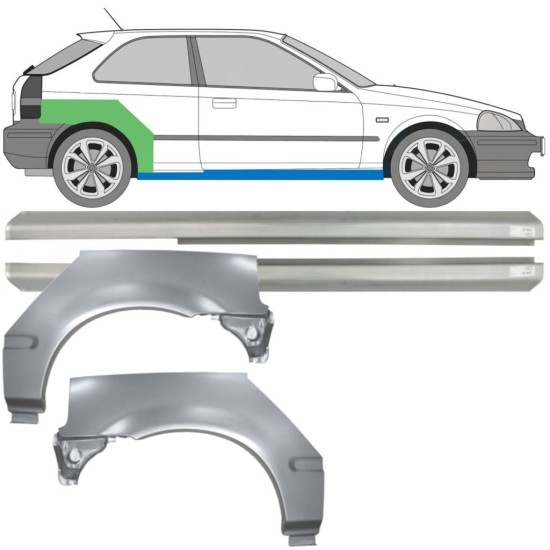 Küszöb és hátsó sárvédő javító panel hoz Honda Civic EJ EK 1995-2001 / Bal+Jobb / Készlet 10664