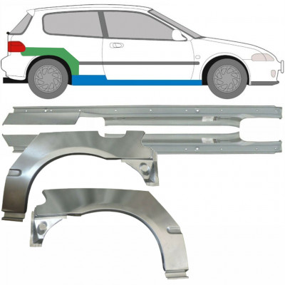 Küszöb és hátsó sárvédő javító panel hoz Honda Civic 1991-1995 / Bal+Jobb / Készlet 9539