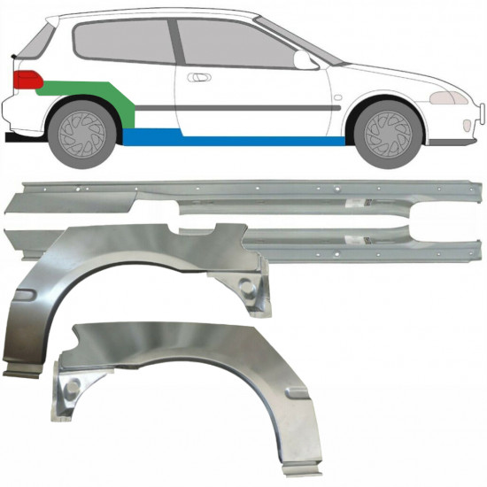 Küszöb és hátsó sárvédő javító panel hoz Honda Civic 1991-1995 / Bal+Jobb / Készlet 9539