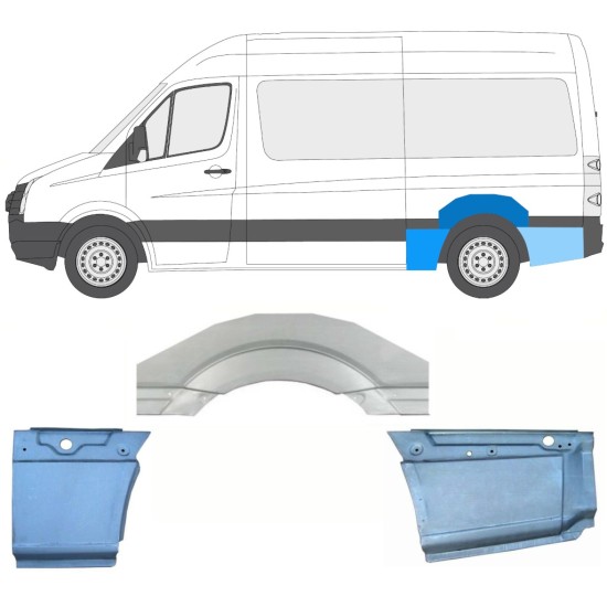 Hátsó sárvédő javító panel hoz Volkswagen Crafter 2005-2017 / Bal / Készlet 13942