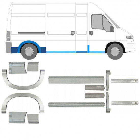 Küszöb és hátsó sárvédő javító panel hoz Fiat Ducato Boxer Relay 1994-2006 / LWB / Készlet 11524