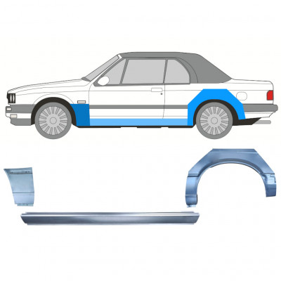 Küszöb + első + hátsó sárvédő javító panel hoz BMW 3 E30 1985-1987 CABRIO / Bal / Készlet 12572