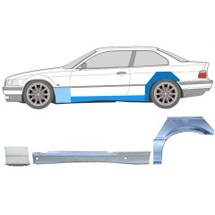 Küszöb + első + hátsó sárvédő javító panel hoz BMW 3 E36 1990-2000 / Bal / COUPE / Készlet 17026
