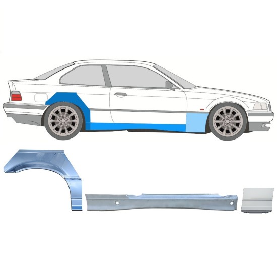 Teljes küszöb és első sárvédő javító panel hoz BMW 3 E36 1990-2000 / Jobb / COUPE / Készlet 17025