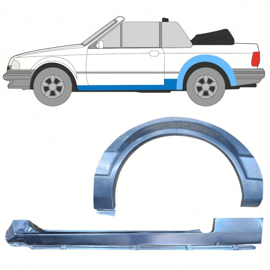 Küszöb és hátsó sárvédő javító panel hoz Ford Escort 1981-1990  CABRIO / Bal / Készlet 12587