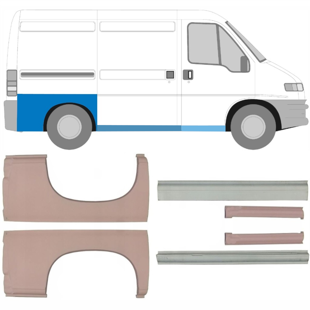 Küszöb És Hátsó Sárvédő Javító Panel Hoz Fiat Ducato Boxer Relay 1994-2006 / Swb / Készlet 5582