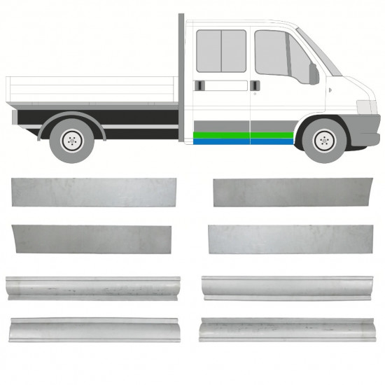 Küszöb és ajtó javító panel hoz Fiat Ducato Boxer Relay Jumper 1994-2006 / Bal+Jobb / Duplafülkés / Készlet 10492