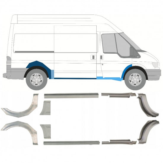 Küszöb és hátsó sárvédő javító panel hoz Ford Transit 2000-2013 / MWB / Bal+Jobb / Készlet 10637