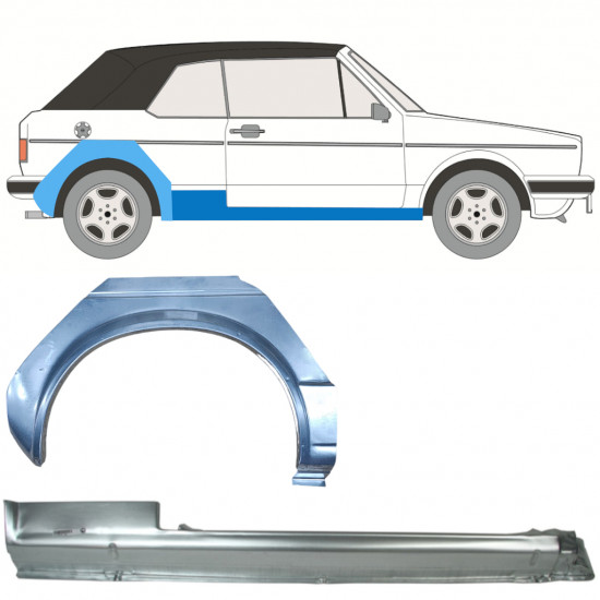 Küszöb és hátsó sárvédő javító panel hoz VW Golf 1 1979-1993 CABRIO / Jobb / Készlet 12577