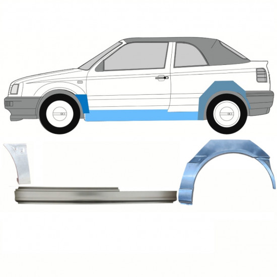 Küszöb + első + hátsó sárvédő javító panel hoz VW Golf 3 1993-1998  CABRIO / Bal / Készlet 12568