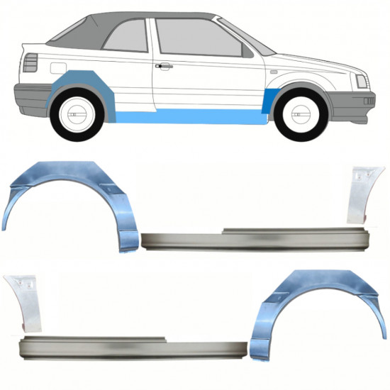 Küszöb + első + hátsó sárvédő javító panel hoz VW Golf 3 1993-1998  CABRIO / Készlet 12569