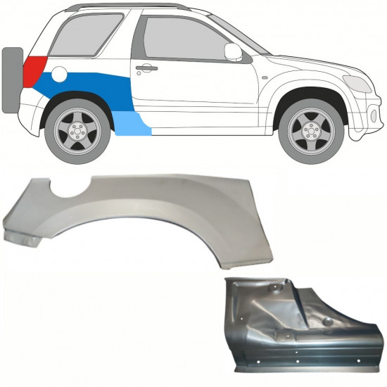 Küszöb és hátsó sárvédő javító panel hoz Suzuki Grand Vitara 2005-2012 / Jobb / Készlet 10840