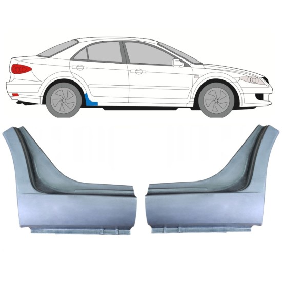 Ajtó alatti küszöb javító panel hoz Mazda 6 GG GY 2002-2007 / Bal+Jobb / Készlet 9989