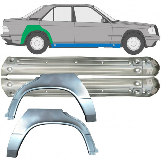 Küszöb és hátsó sárvédő javító panel hoz Mercedes 190 1982-1993 / Bal+Jobb / Készlet 9522