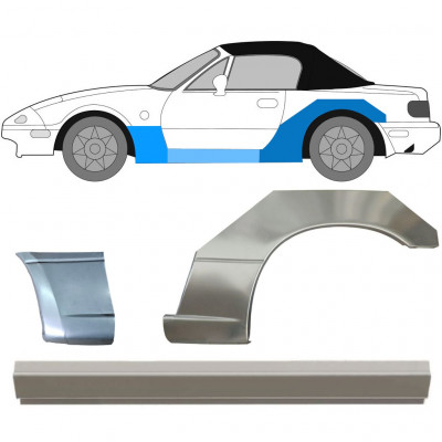 Küszöb + első + hátsó sárvédő javító panel hoz Mazda MX-5 1989-1998 / Bal / Készlet 12581