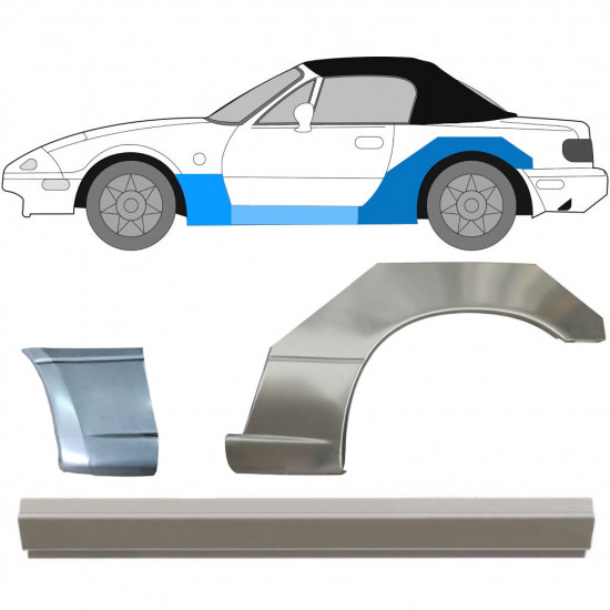 Küszöb + első + hátsó sárvédő javító panel hoz Mazda MX-5 1989-1998 / Bal / Készlet 12581