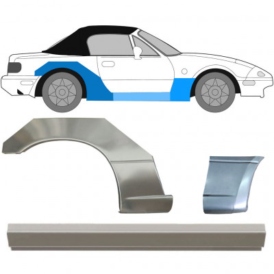 Küszöb + első + hátsó sárvédő javító panel hoz Mazda MX-5 1989-1998 / Jobb / Készlet 12580
