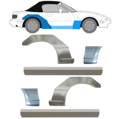 Küszöb + első + hátsó sárvédő javító panel hoz Mazda MX-5 1989-1998 / Készlet 12582