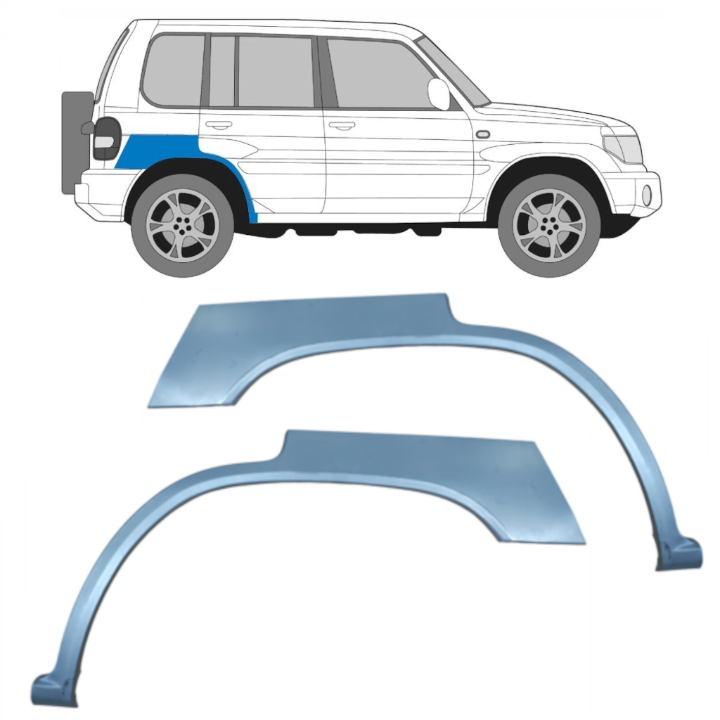 Hátsó Sárvédő Javító Panel Hoz Mitsubishi Pajero Pinin 1998-2007 / Bal+Jobb / Készlet 10452