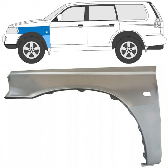 Első sárvédő javító panel hoz Mitsubishi Pajero Sport 1996-2008 / Bal / Készlet 8543