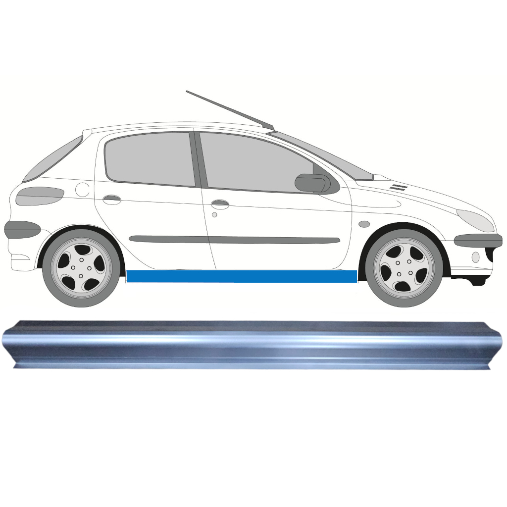 Küszöb Javító Panel Hoz Peugeot 206 1998- / Bal = Jobb (Szimmetrikus) 8091