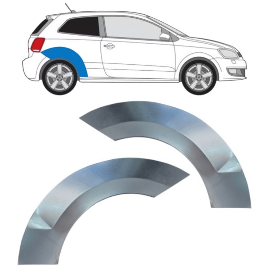 Hátsó sárvédő javító panel hoz Volkswagen Polo 2009-2017 / Bal+Jobb / Készlet 16360