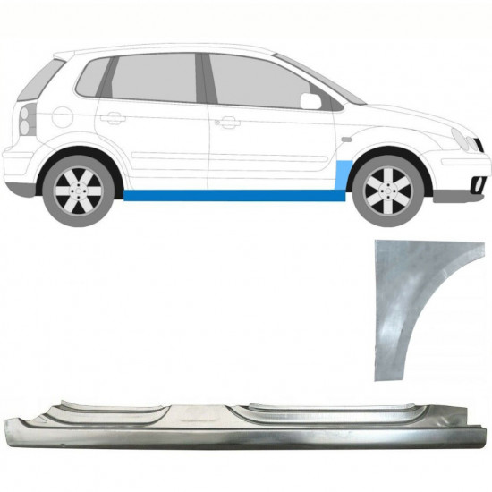 Teljes küszöb és első sárvédő javító panel hoz VW Polo 2001-2009 / Jobb / Készlet 8729