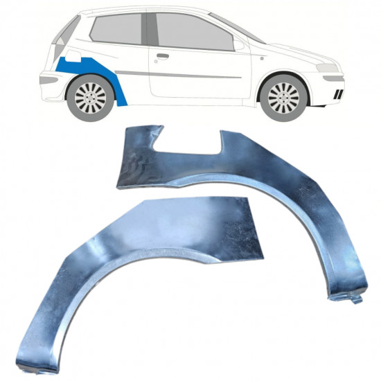 Hátsó sárvédő javító panel hoz Fiat Punto 2 1999-2010 / Bal+Jobb / Készlet 10404