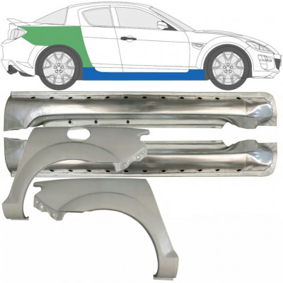 Teljes küszöb és hátsó sárvédő javító panel hoz Mazda RX8 2003-2012 / Bal+Jobb / Készlet 9553