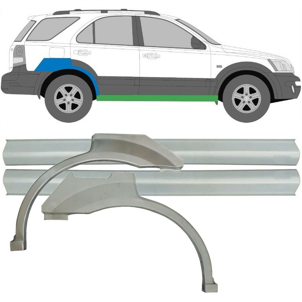 Küszöb És Hátsó Sárvédő Javító Panel Hoz Kia Sorento 2002-2009 / Készlet 10696