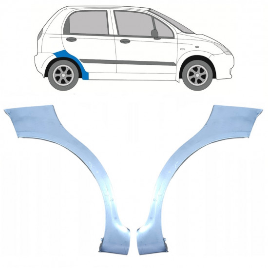 Hátsó sárvédő javító panel hoz Chevrolet Spark 2005-2010 / Bal+Jobb / Készlet 9764