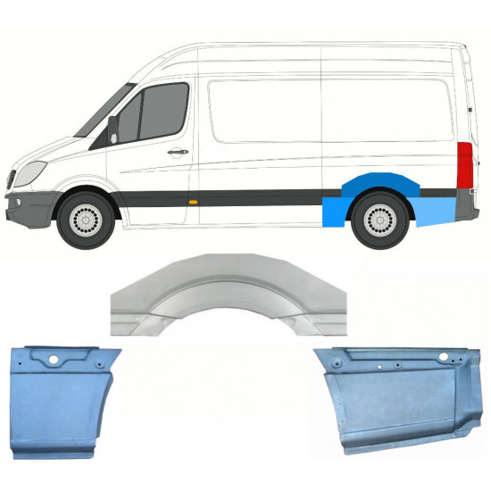 Hátsó sárvédő javító panel hoz Mercedes Sprinter 2006- / MWB / Bal / Készlet 8716