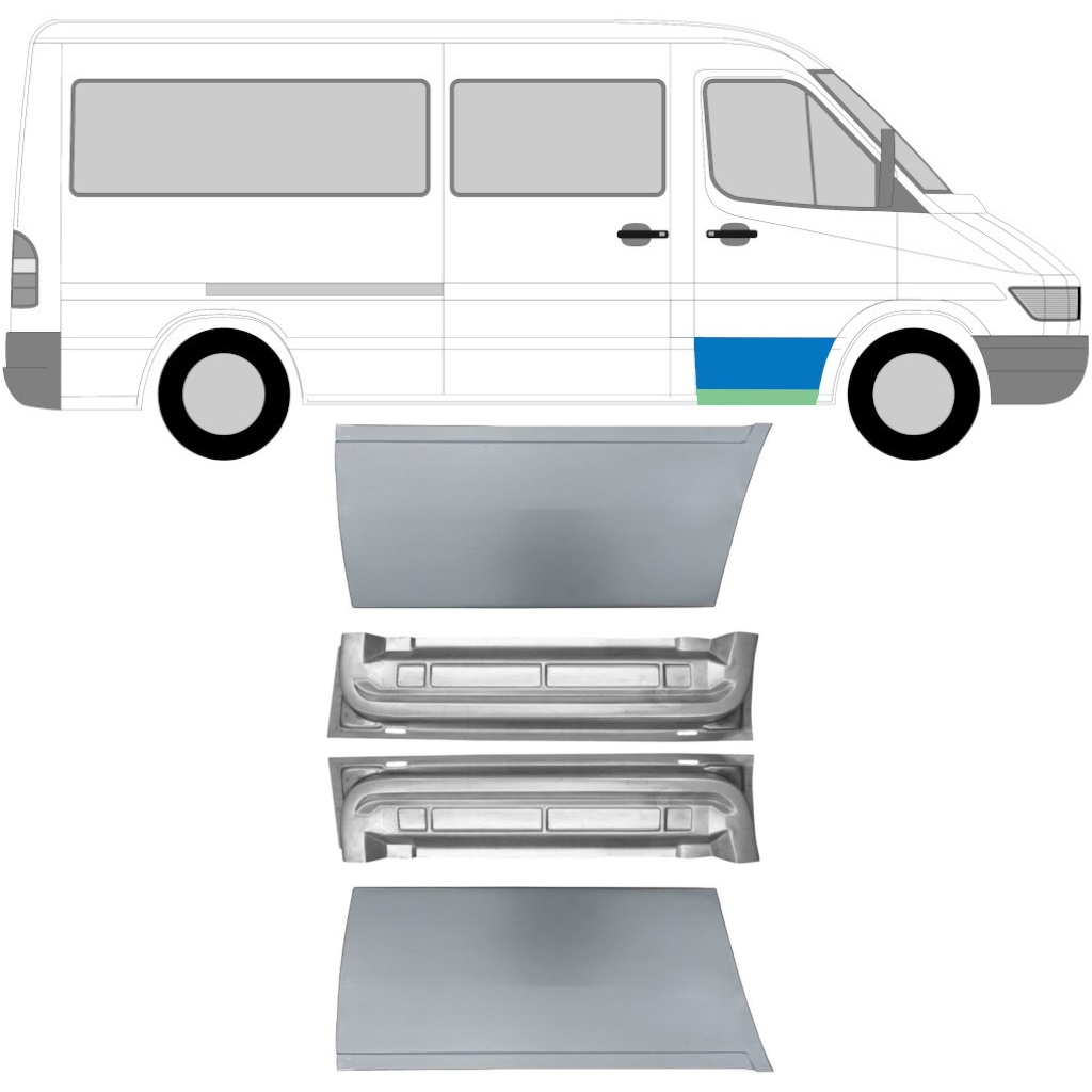 Belső És Külső Első Ajtó Javító Panel Hoz Mercedes Sprinter 1995-2006 / Bal+Jobb / Készlet 9671