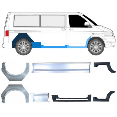 Küszöb és hátsó sárvédő javító panel hoz Volkswagen Transporter T5 2003- / LWB / Készlet 11536