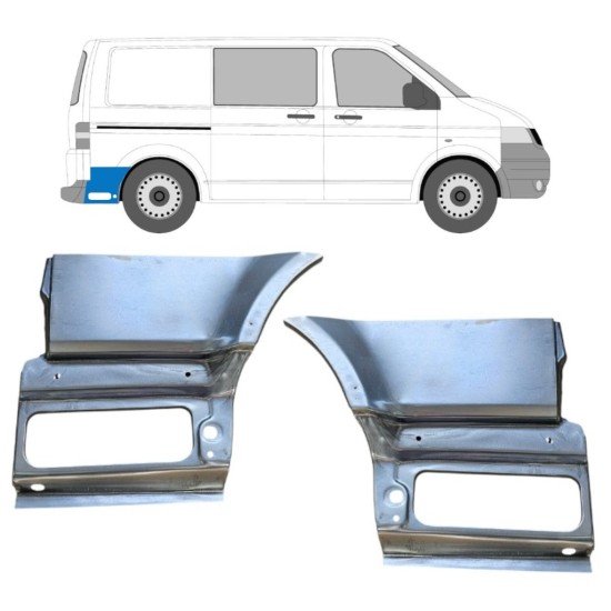 Kerék mögötti hátsó sárvédő javító panel hoz Volkswagen Transporter T5 2003-2015 / Bal+Jobb / Készlet 16264