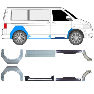 Küszöb és hátsó sárvédő javító panel hoz Volkswagen Transporter T5 2003- / SWB / Készlet 11533