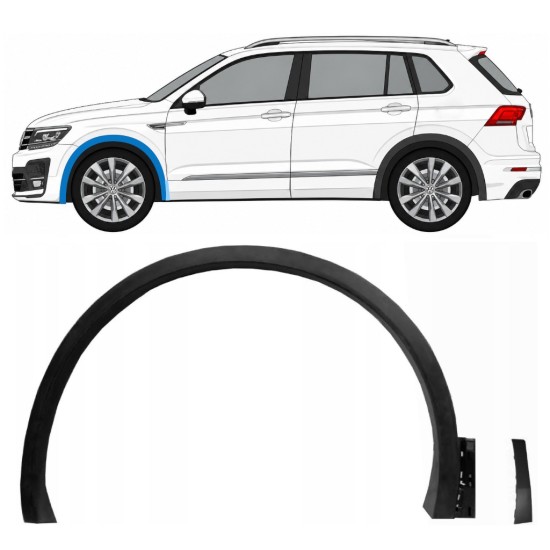 Jobb első sárvédő díszléc hoz Volkswagen Tiguan 2016-2020 R-Line / Bal / Készlet 14853