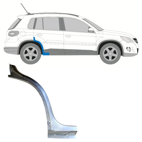 Első rész hátsó sárvédő javító panel hoz Volkswagen Tiguan 2007-2016 / Jobb 15783
