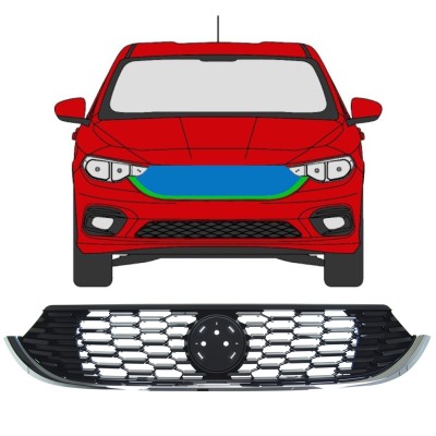 Hűtőrács hoz Fiat Tipo 2016- / Készlet 16194