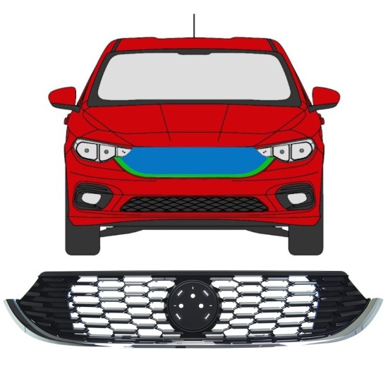 Hűtőrács hoz Fiat Tipo 2016- / Készlet 16194