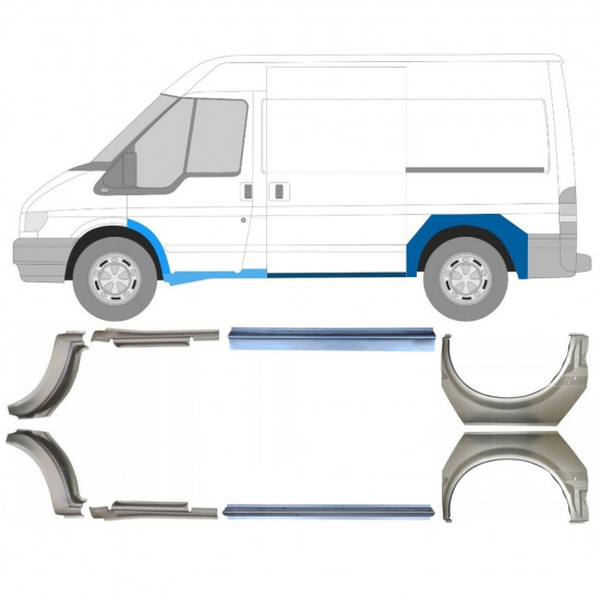 Küszöb és hátsó sárvédő javító panel hoz Ford Transit 2000-2013  / SWB / Készlet 12674