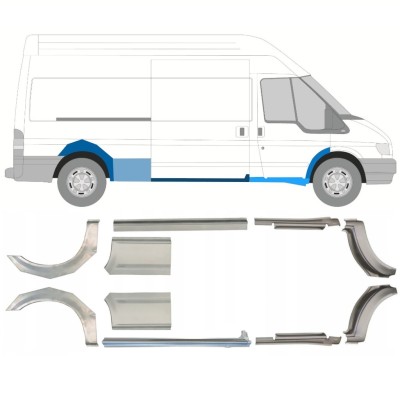 Küszöb és hátsó sárvédő javító panel hoz Ford Transit 2000-2013 / Bal+Jobb / Készlet 10630