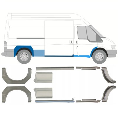 Küszöb és hátsó sárvédő javító panel hoz Ford Transit 2000-2013 / Bal+Jobb / Készlet 10640