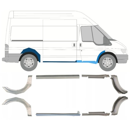 Küszöb és hátsó sárvédő javító panel hoz Ford Transit 2000-2013 / MWB / Készlet 9693